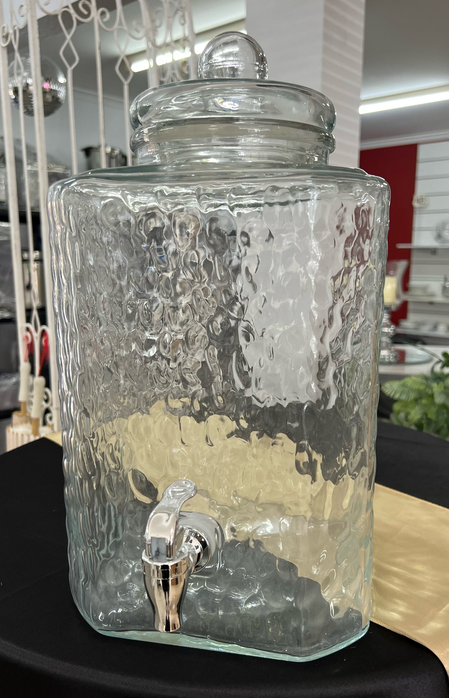 Square glass drink dispenser 10L