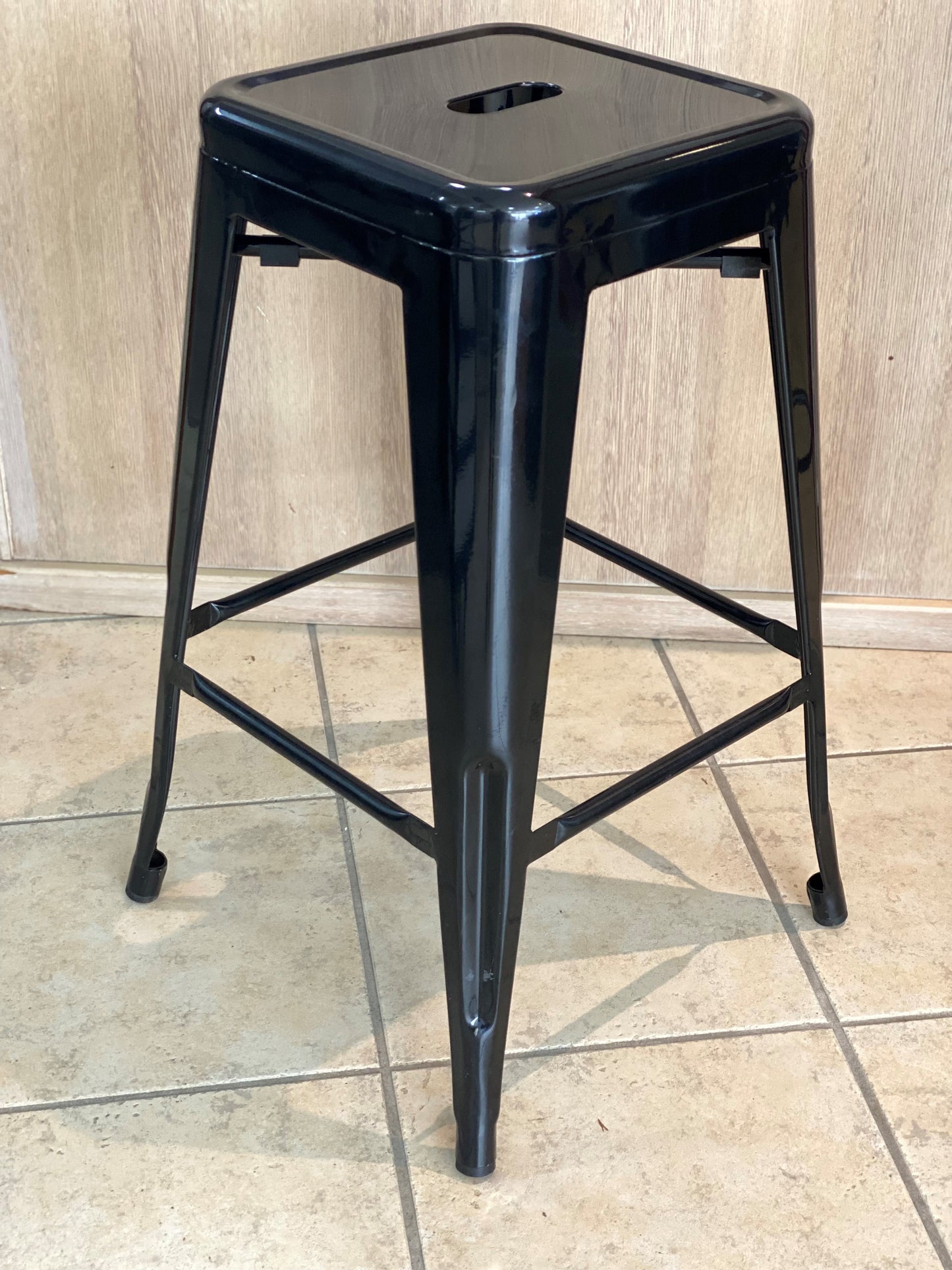 Stool - Gloss Black Replica Tolix 66cm