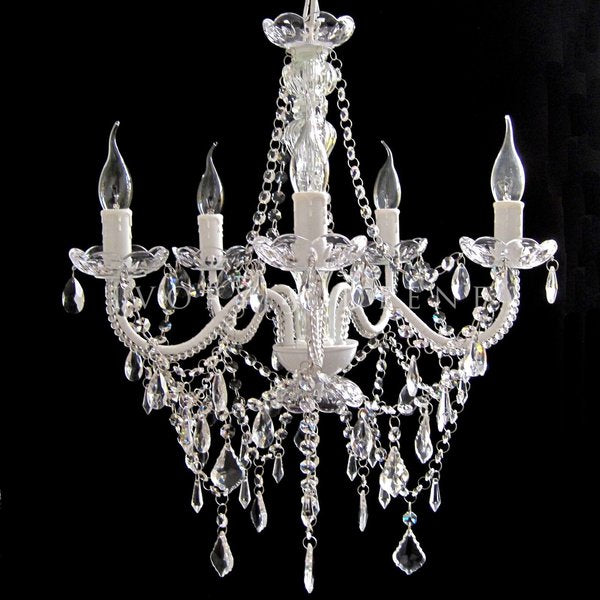 Pendant 5Lt French Prov. Chandelier White