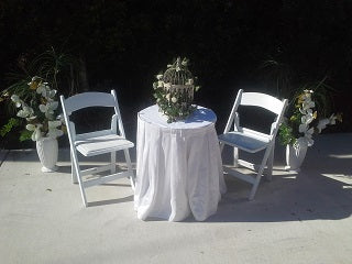Registry Table White set c/w flounce & 2 Chairs